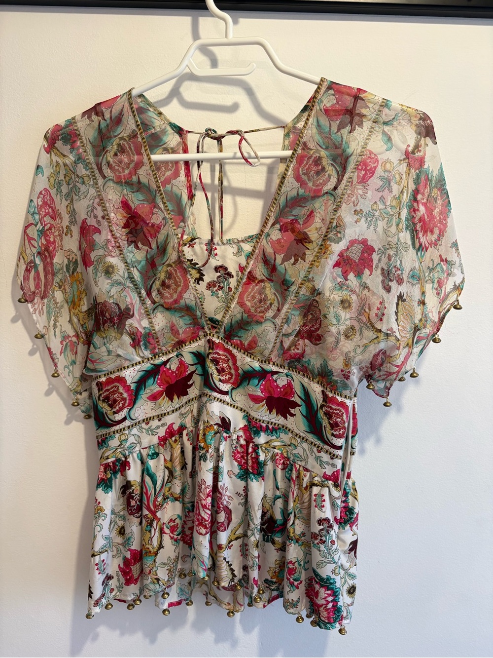 Plenty by Tracy Reese Cream Tunic with Pink and Teal Floral Print